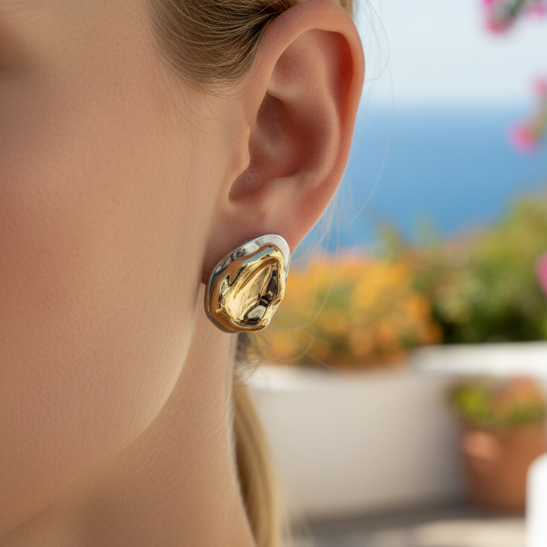 Arbre Drops — botanical gold earrings angle | THE ARCIVE
