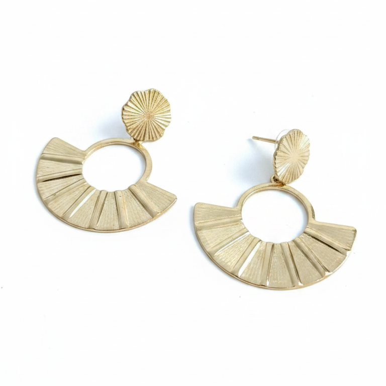 Solaire Drops — gold sunburst earrings angle | THE ARCIVE