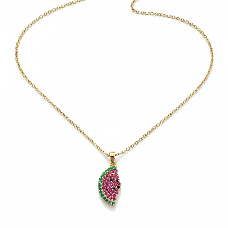 Pastèque Pendant Necklace — watermelon slice zircon pendant | THE ARCIVE