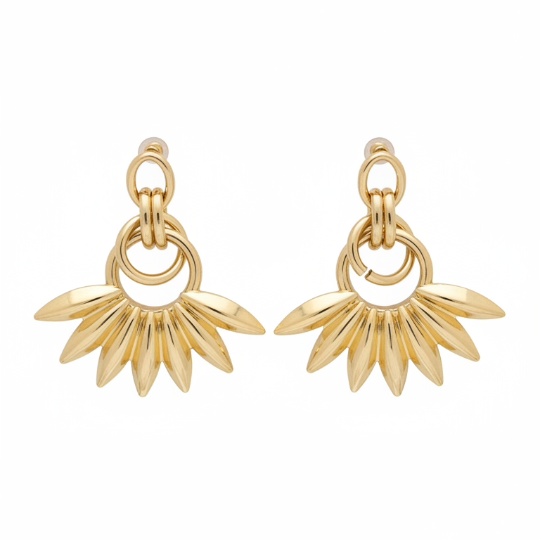 Éventail Drops — fan-shaped gold drop earrings | THE ARCIVE