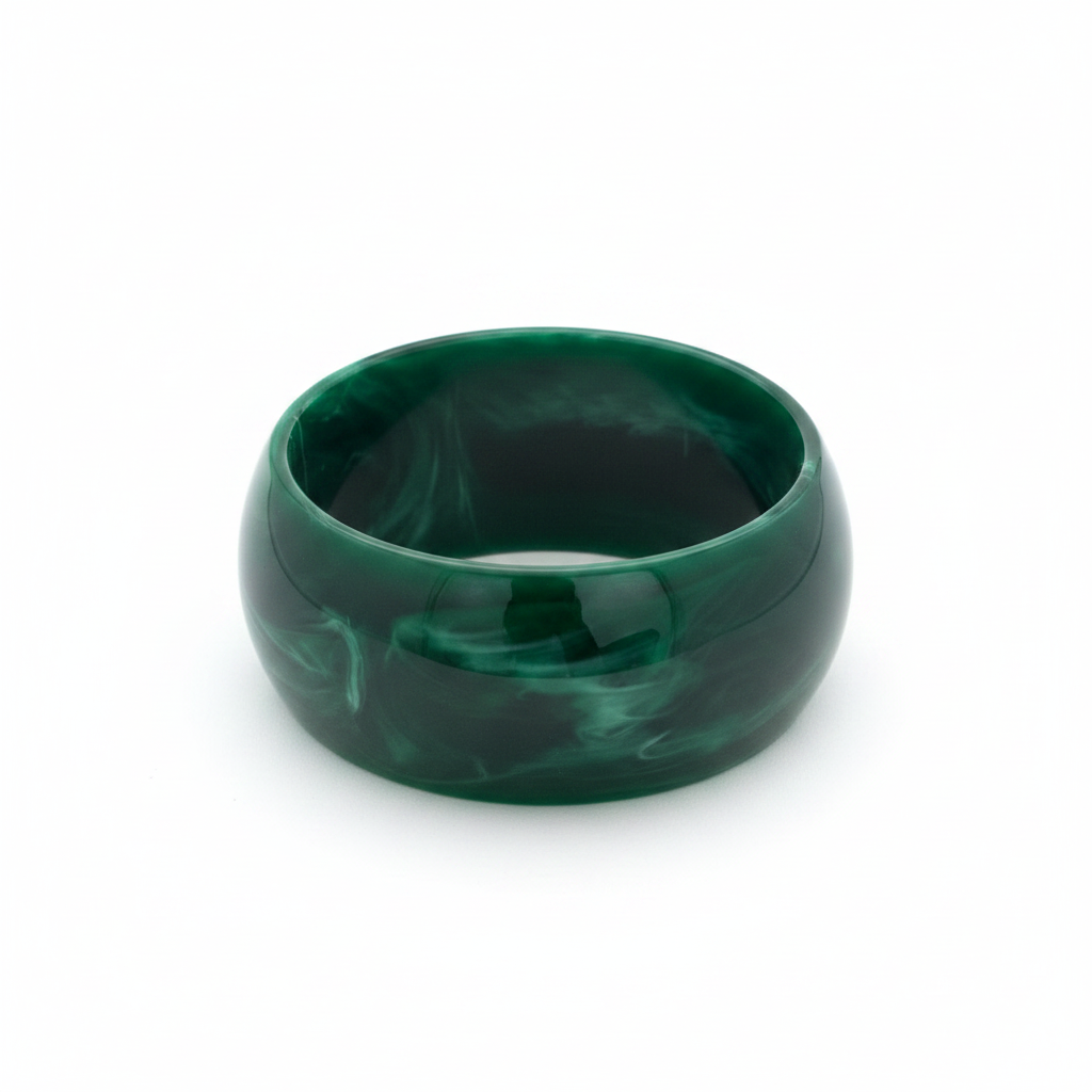 Jade Green Resin Bangle — emerald green cuff front view | THE ARCIVE