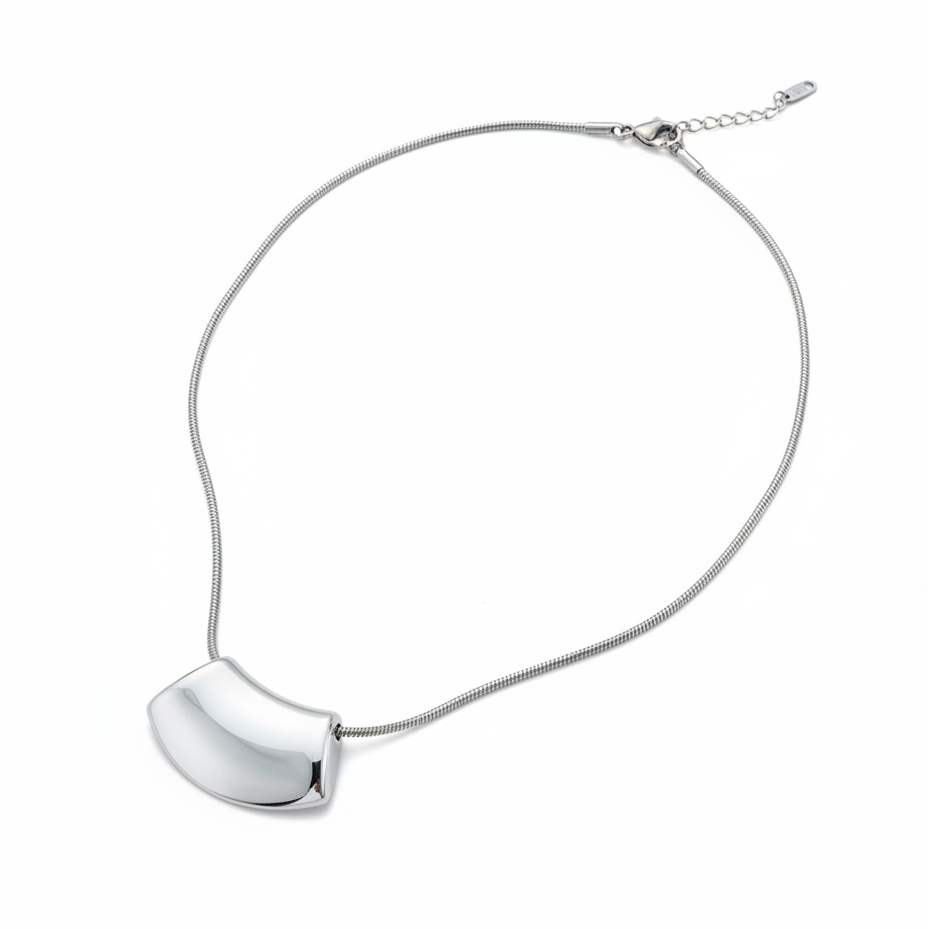 Bombé Pendant Necklace — curved silver bib pendant necklace | THE ARCIVE
