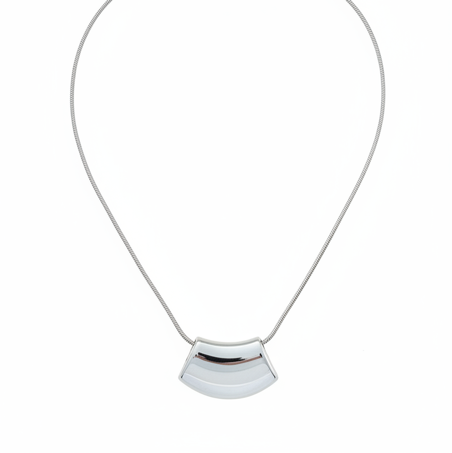 Bombé Pendant Necklace — architectural bib pendant detail | THE ARCIVE
