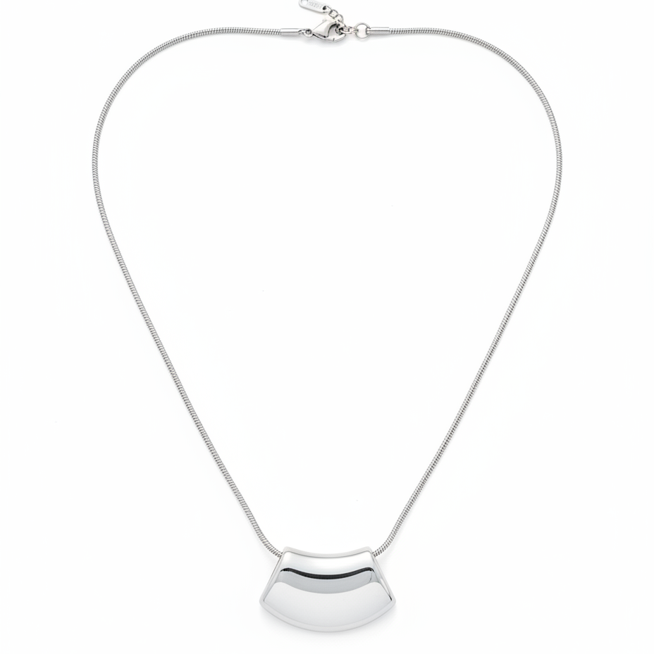 Bombé Pendant Necklace — statement silver necklace lifestyle | THE ARCIVE